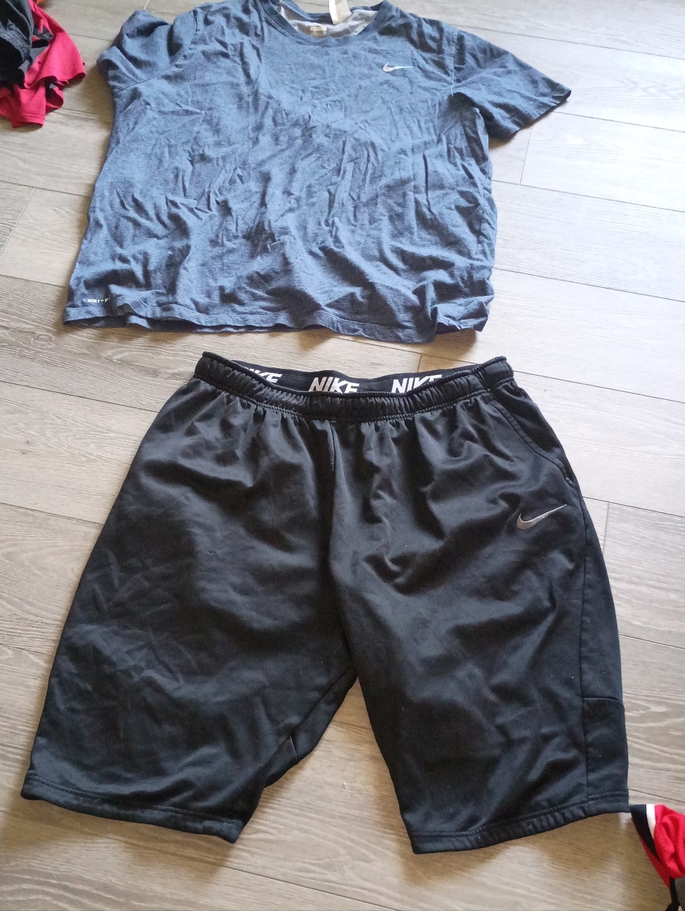 Nike Black Shorts with Dark Gray Crew Tee Set